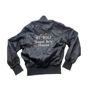 VTG Holloway Jacket Adult Small Mt Wolf Gospel Arts Embroidered Bomber Snap Mens